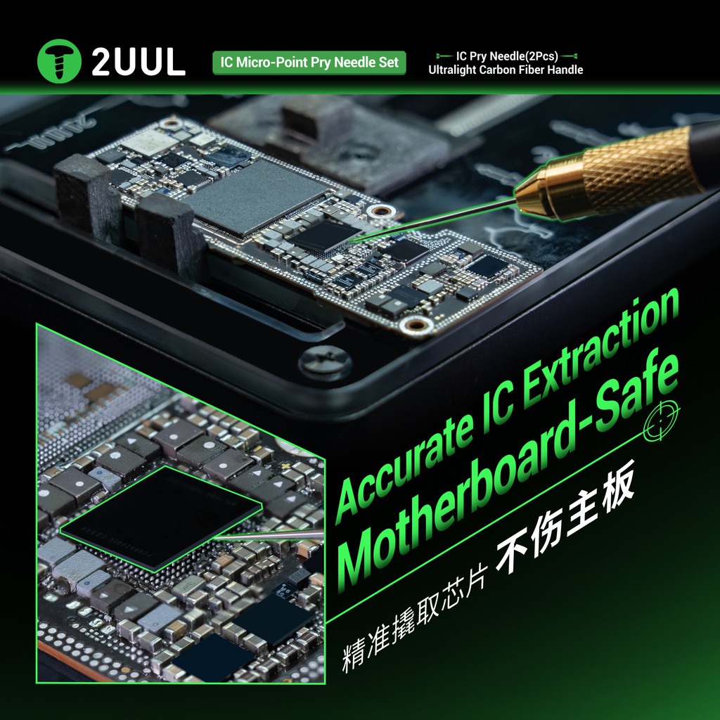 Bộ kim Pry IC Micro Point 2UUL SC88 có tay cầm bằng sợi Carbon siêu nhẹ cho công cụ sửa chữa loại bỏ Chip bo mạch chủ chính xác