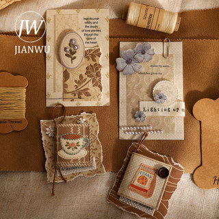 JIANWU Paper Workshop Shadow Series Vintage Gird Phong Cảnh Cắt Dán Sổ Lưu Niệm Chất Liệu Giấy Sáng Tạo Rác Tạp Chí Văn Phòng Phẩm