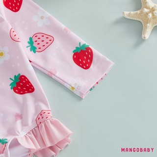 MG-Baby Girl Rash Guard Đồ bơi Bộ đồ tắm dâu tây có mũ chống nắng