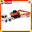 Takara Tomy Tomica Long Type Tomica No. 143 Hitachi Construction Machinery Hydraulic Excavator ZX210-7 SLF and Heavy Equipment Transporter Miniature Toy for ages 3 and up.