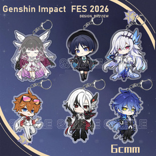New Genshin Impact Keychain 2026 FES Flins Columbina Arlecchino Cute Cartoon Anime Acrylic Pendant Keyring Backpack Jewe