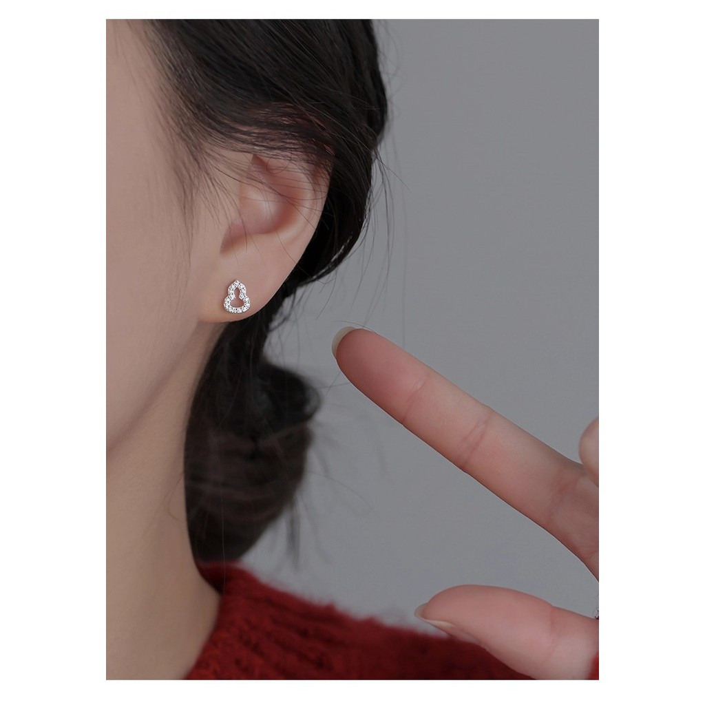 Bông tai bầu kim cương đầy đủ bạc S925