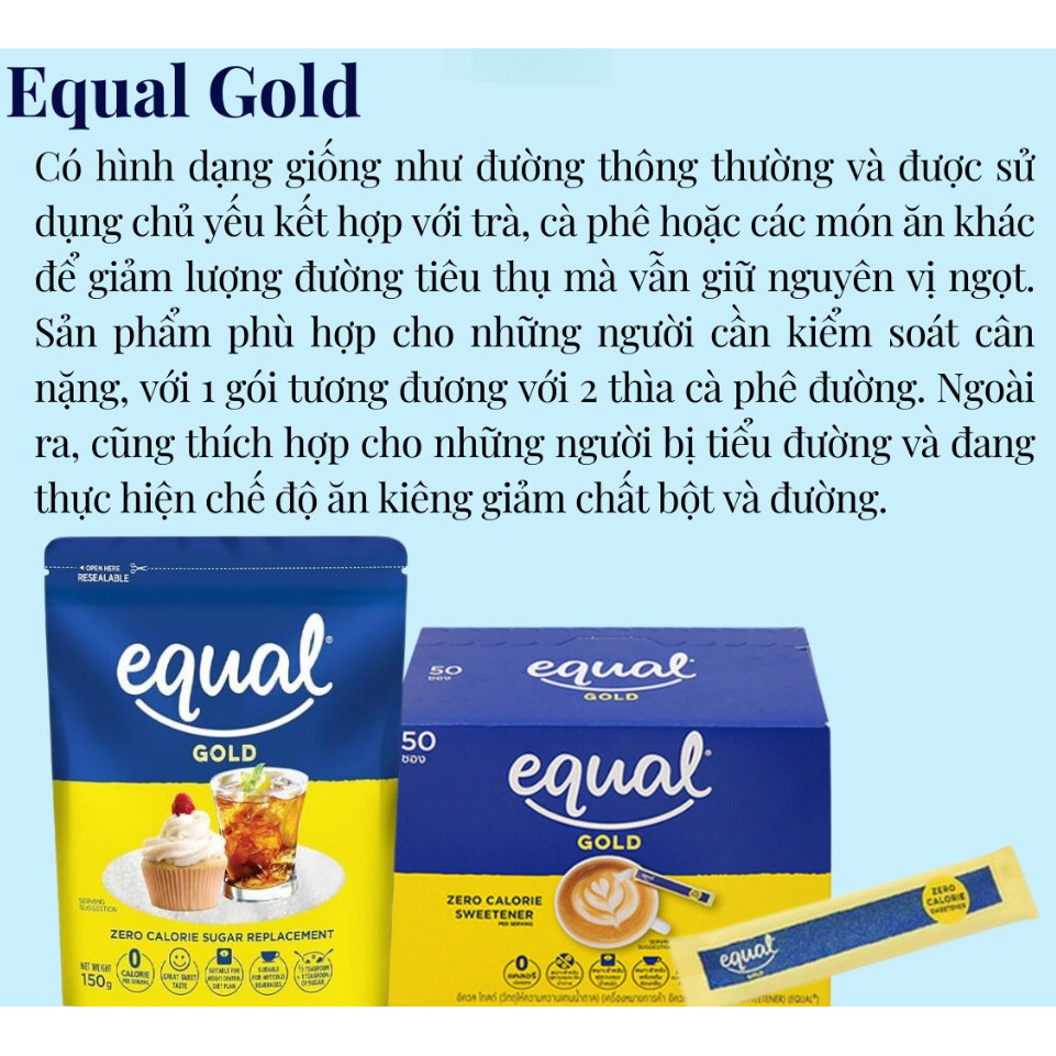 Đường Ăn Kiêng Equal Zero Calo Đủ Các Dòng (Classic, Gold, Stevia) - Lý Tưởng Cho Chế Độ Ăn Kiêng
