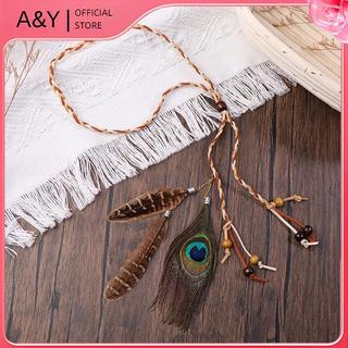 Mũ Boho Lông Vũ A&Y - Dây buộc tóc nữ tính, phụ kiện tóc thời trang Ấn Độ