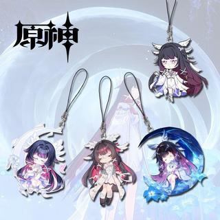 Genshin Impact Child of the Moon Damselette Columbina Phone Chain Metal Acrylic Cellphone Chain Phone Lanyard Keycha