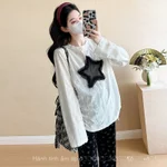 Mùa Xuân Phong Cách Mới Phiên Bản Hàn Quốc Thời Trang Mỏng Hơn Nhìn Xếp Ly Ngôi Sao Rời Áo Thun Giảm Tuổi Bộ Đồ Bà Bầu Hai Mảnh Mặc 92GG — ảnh 2