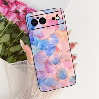 Dành Cho Google Pixel 6 6a Mới Thanh Lịch Họa Tiết Hoa Mèo Vỏ Pixel6 Pixel6a Màu Đen Silicon Mềm Vỏ Điện Thoại