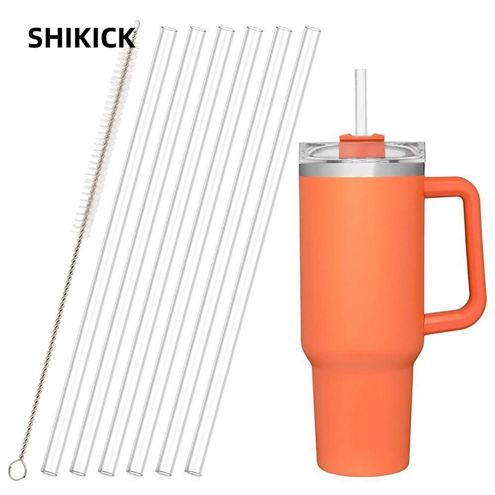 SHIKICK 1 Bộ Ống Hút Nhựa, Có Bàn Chải Ống Hút Cốc Uống, Ống Hút Thay Thế Thẳng 9 Mm Có Thể Tái Sử Dụng