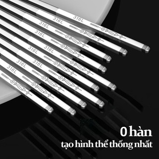 Đũa chống trượt bằng thép không gỉ 316 10 đôi | An toàn cấp thực phẩm Chống trượt Chống nấm mốc Bền Dễ dàng làm sạch Quà tặng gia đình / ngày lễ mới