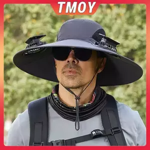 TMOY Mũ Cắm Trại Đa Chức Năng, Sạc Năng Lượng Mặt Trời và Quạt Tích Hợp, Phù Hợp Cho Các Hoạt Động Ngoài Trời