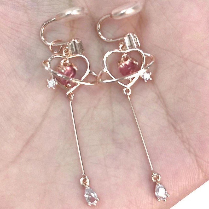 Bông tai zirconia hình trái tim lấy cảm hứng từ Pháp, chất liệu cao cấp, làm sáng da