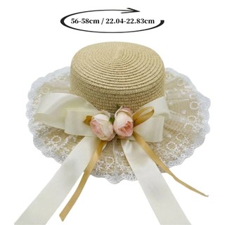 Mũ che nắng MIKYCO ren với nút thắt bướm hoa nhân tạo, phù hợp mùa hè và đi biển, thoáng khí.