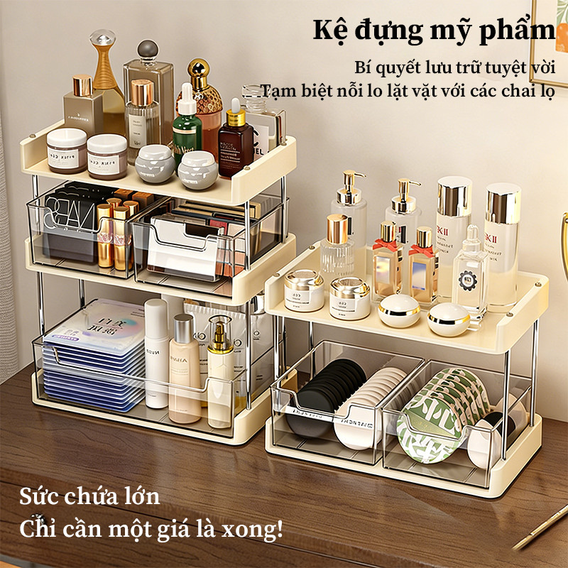 Tủ Để Bàn Đựng Mỹ Phẩm Đa Năng 2-3 Tầng - Dung Tích Lớn, Đựng Son, Nước Hoa, Phấn Mắt, Trang Trí Bàn