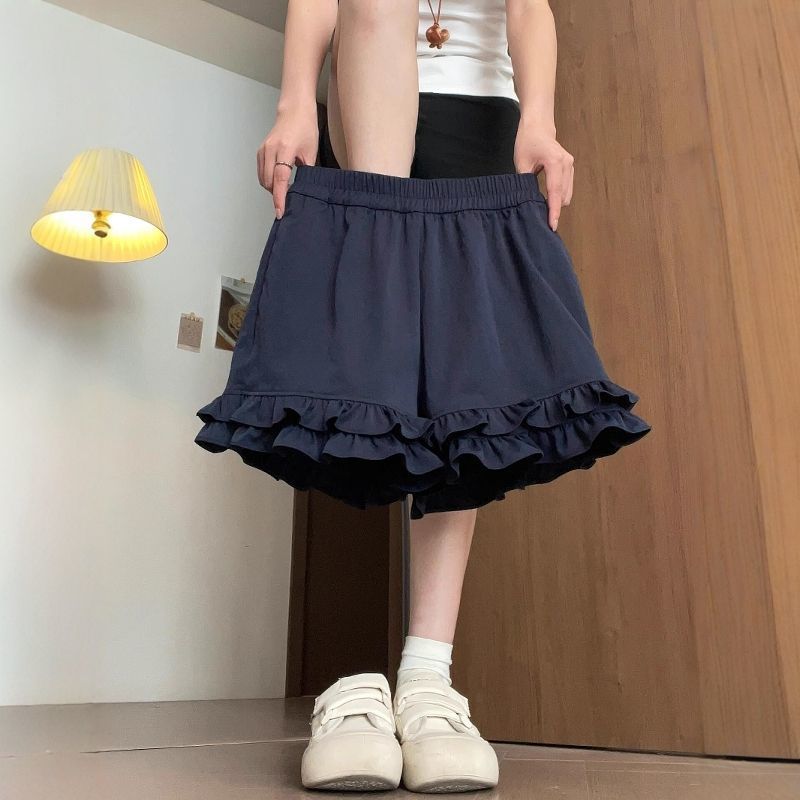 Milyfashion Fungus Edge Wide-Leg Quần Short Thường Ngày Mùa Hè Phong Cách Mới Nữ Tính Co Giãn Cao Cấp Ôm Hơn Nhìn Quần Short Nữ