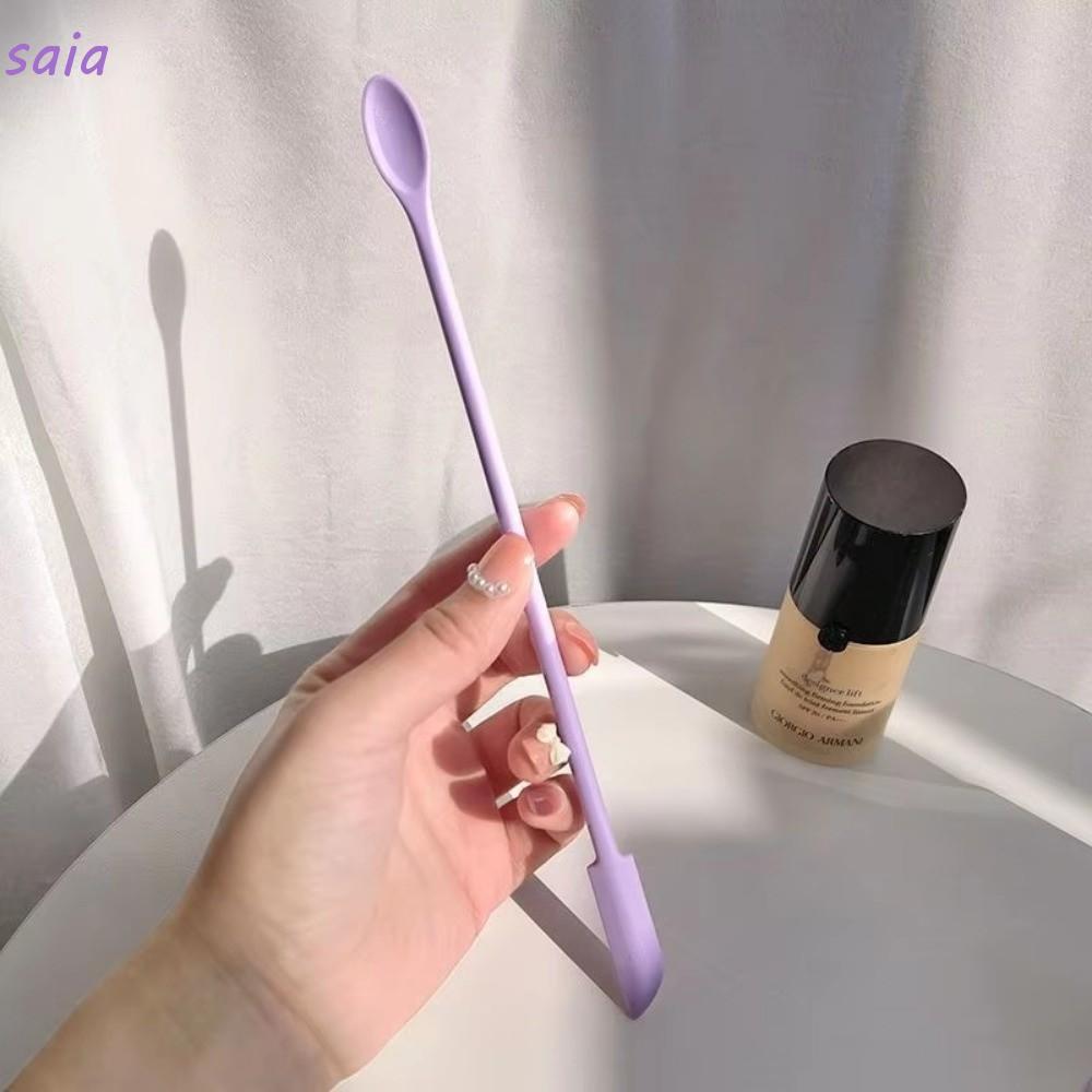 SAIA 3 Muỗng Đào Mỹ Phẩm, Dụng Cụ Cạo Silicon Mềm Hai Đầu, Bộ Bàn Chải Trang Điểm Mini Kéo Dài Di Động