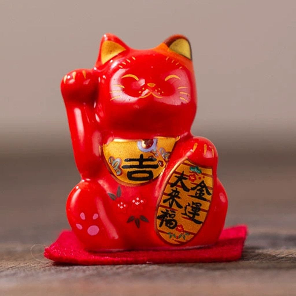 Hình Mèo May Mắn 4.5cm Gốm Sứ Phong Cách Nhật Bản Maneki Neko Trang Trí Bàn Làm Việc Cho Văn Phòng Tại Nhà