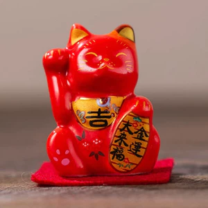 Hình Mèo May Mắn 4.5cm Gốm Sứ Phong Cách Nhật Bản Maneki Neko Trang Trí Bàn Làm Việc Cho Văn Phòng Tại Nhà