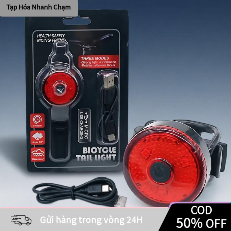 【COD】Đèn xe đạp có khả năng chống nước tốt, hoạt động ổn định trong mưa, cổng USB thông dụng sạc nhanh chóng.