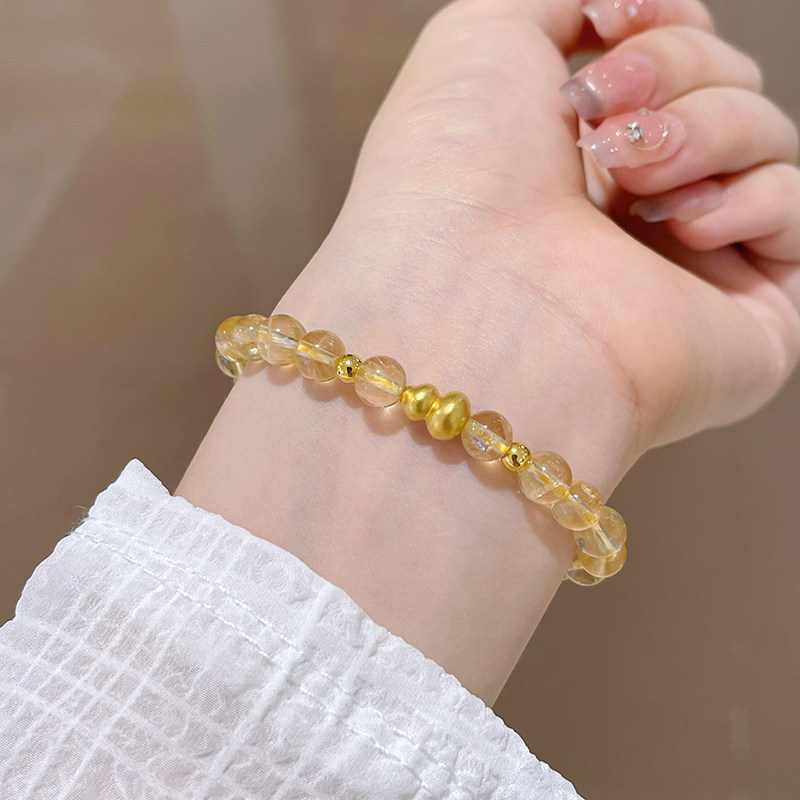 Vòng tay thạch anh tự nhiên citrine thiết kế niche cao cấp feelgolden rutilated thạch anh vòng tay may mắnRamadan