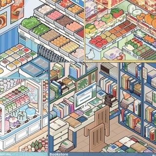 ITRUMPET Shop Cảnh Sticker, Nhãn Dán Phong Cảnh PET Dễ Thương, 10 Cảnh 33 Tờ Kích Thước Lớn Xếp Chồng Miếng Dán Sách Đồ Chơi Trẻ Em