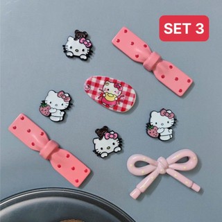 Set 08 Sticker/ Charm gắn dép: Charm HELLO KITTY 2- hàng Trend đang hot- Set Charm Hello Kitty Dễ Thương Gắn Túi, Kẹp