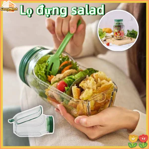 Bình Đựng Salad Chống Rò Rỉ - Nhựa PP Trong Suốt An Toàn, Dùng Cho Văn Phòng, Dã Ngoại Và Gia Đình