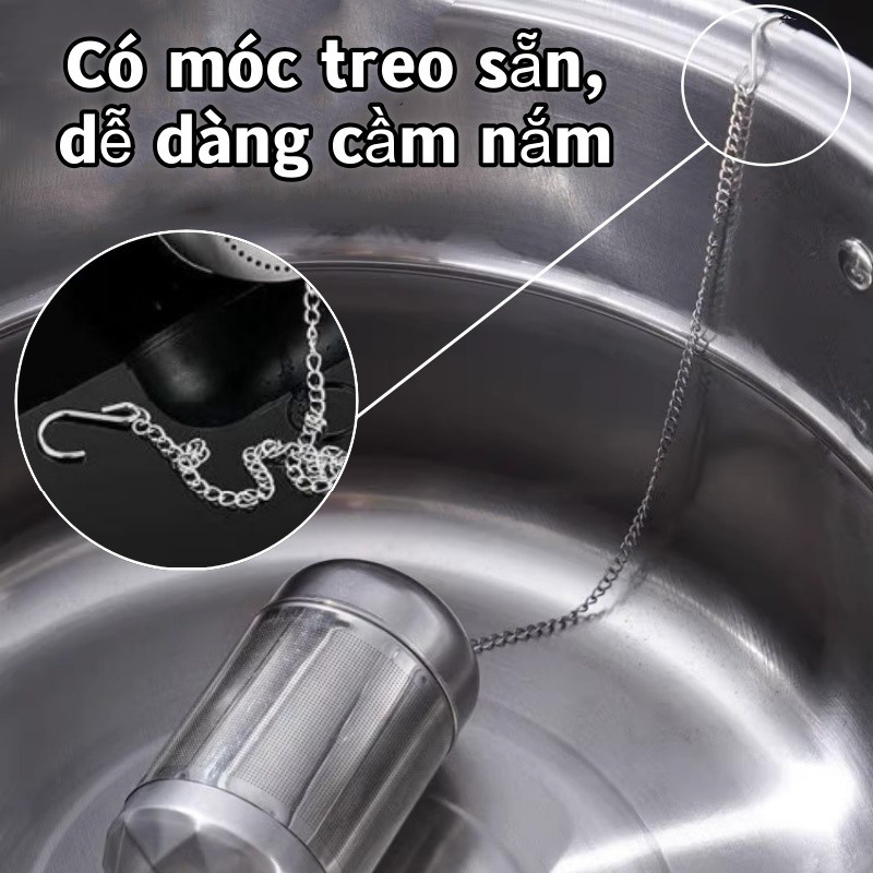 Bộ lọc trà inox 304 siêu mịn hình trụ cao cấp – lọc gia vị đa năng, dễ vệ sinh, an toàn sức khỏe