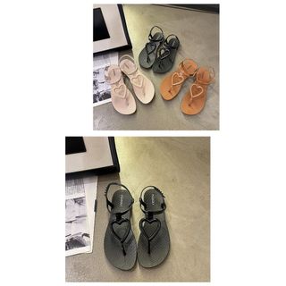 Giảm giá hấp dẫn!Chân Rộng Đế Bằng Khuôn Viên Flip-Flops Xương Cá Đi Biển Sandal Chống Thấm Nước Tình Yêu La Mã Flat Sandals Ra