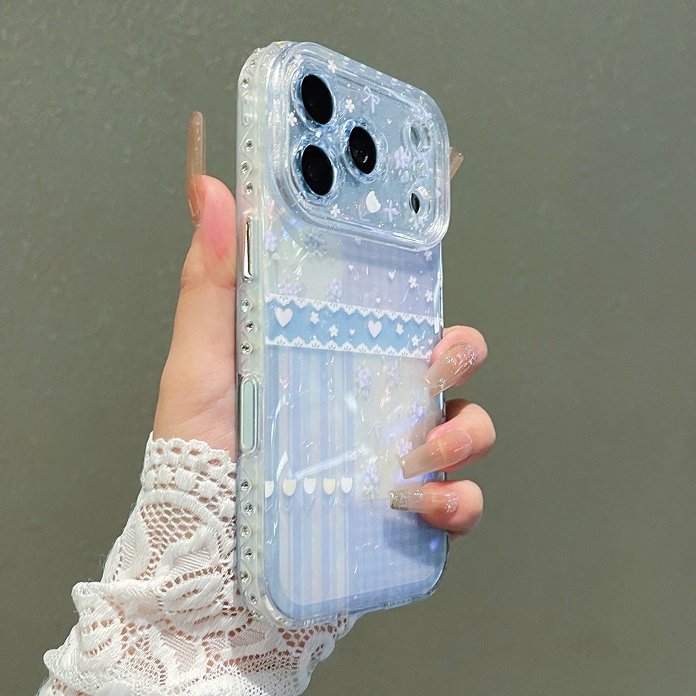 Flower Line Bowknot Shell Windows Acrylic Vỏ Điện Thoại Cho iPhone 17 Pro Max 16 15 14 13 Vỏ Bảo Vệ Chống Sốc