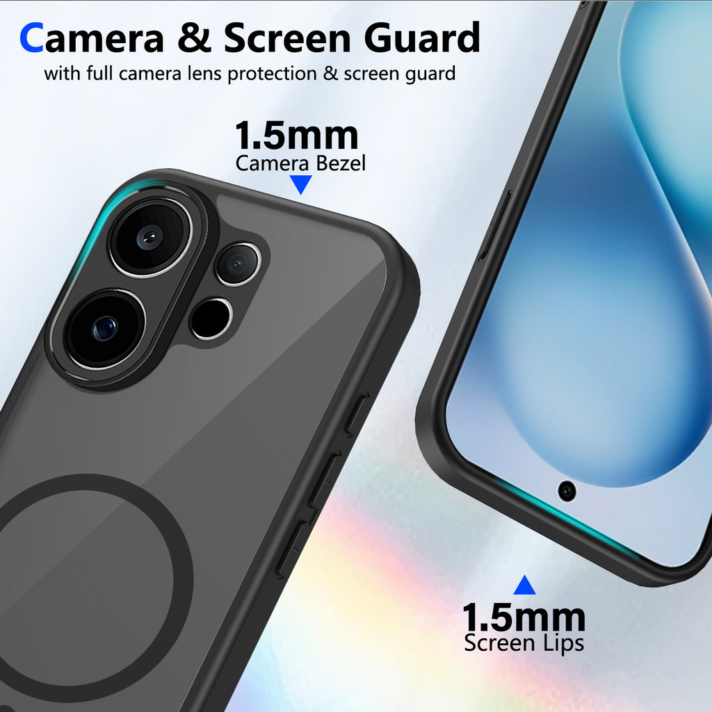 Ốp lưng Vivo V60 5G Vỏ thu hút từ tính màu đen mờ cho ốp điện thoại Vivo V60 5G