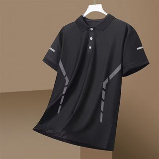 Dịch Chu ЖЕ Nam - Áo Polo Băng Lụa Short Cổ Điển Phong Cách Hàn Quốc