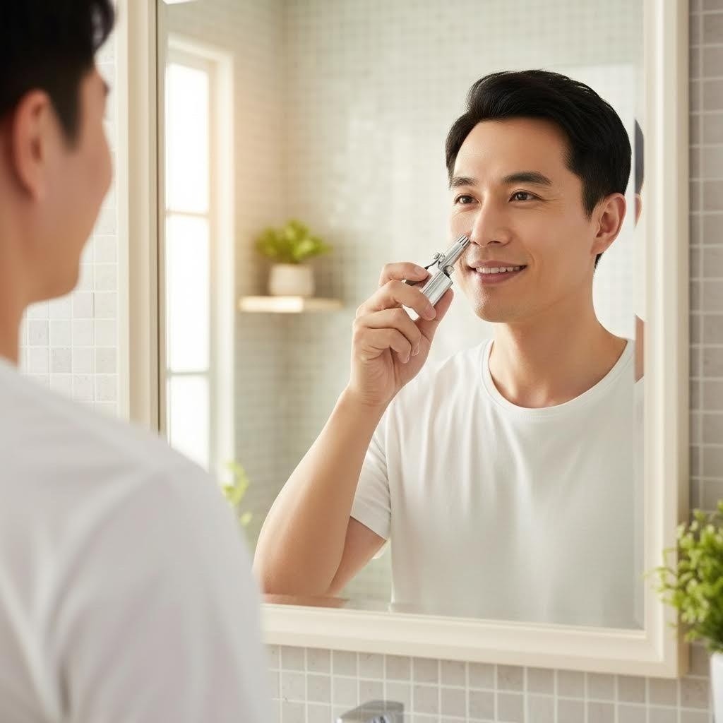 Hướng dẫn sử dụng Tông đơ cắt tóc mũi bằng thép không gỉ Máy cắt mũi cơ khí có thể giặt được cho nam và nữ