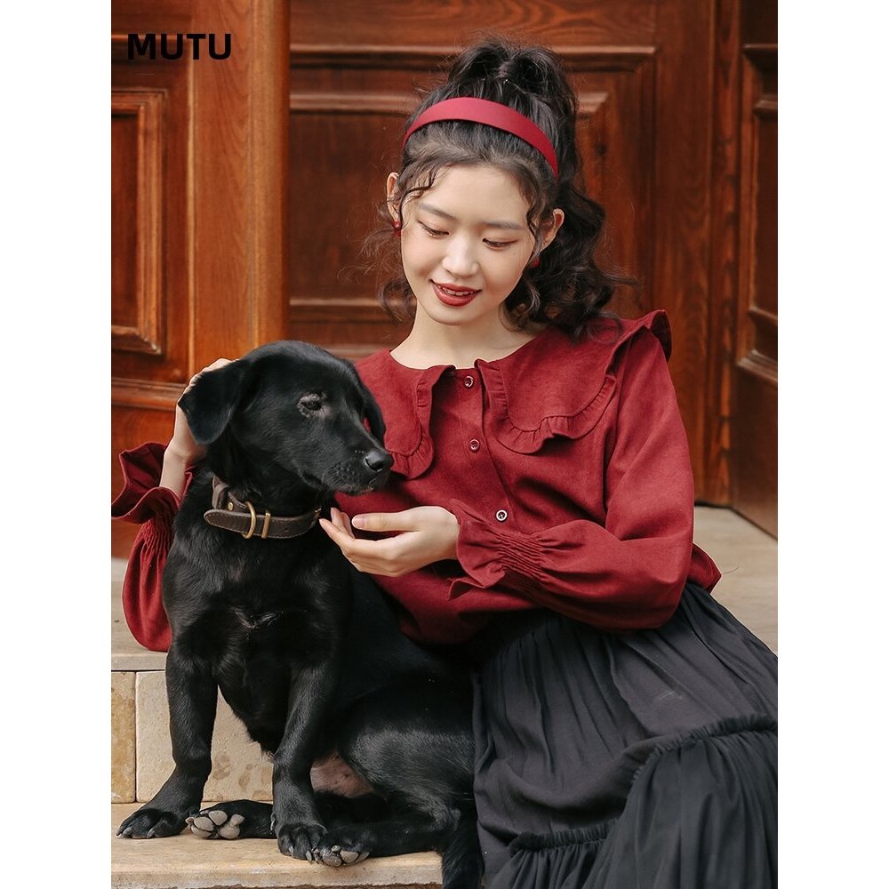 Mutu Áo Sơ Mi Nữ Retro Sang Trọng, Tay Puff, Phong Cách Pháp