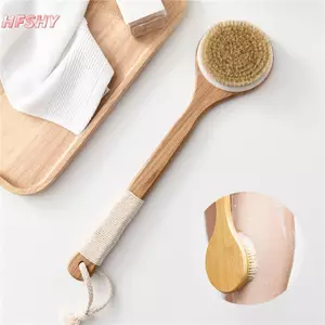 HFSHY Bamboo Ba Scrubber Tay cầm dài Máy chà sàn cơ thể Ánh sáng Bàn chải tắm dễ cầm để làm sạch da Tẩy tế bào chết VN