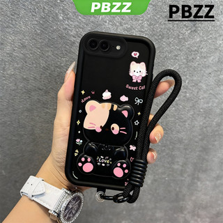 Ốp Lưng PBZZ Cho iphone 7 5s 5 6 8 6s plus 6P 7P 8P se 2 ipnone se Vỏ Điện Thoại Vỏ Mềm Thiết Kế Mới Thẩm Mỹ Gương Trang Điểm Mèo Dễ Thương Có Giá Đỡ & Dây Buộc Cho Bé Trai Đen JTDMZ