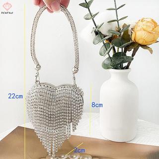 [PCW-T] Sang Trọng Nhỏ Bling Hình Trái Tim Kim Cương Giả Dạ Hội Ly Hợp Ví Nữ Túi Thời Trang Cho Nữ Dây Xích Túi Đeo Vai Quà Tặng Tiệc