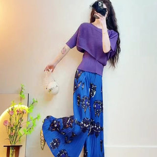 Miyake Áo Xếp Ly Cao Cấp, In Hình Retro Trên Nền Đơn Sắc, Thích Hợp Cho Phụ Nữ