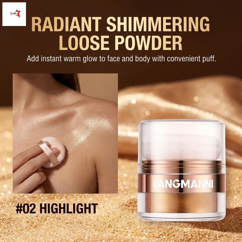 Phấn nền Highlight 4g Kiểm soát dầu nhẹ Phát sáng tự nhiên lâu trôi cho mọi loại da