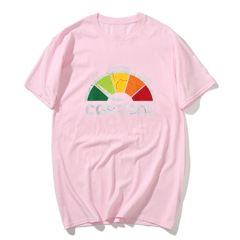 Low Cortisol Cấp Nhận Thức Tuyên Bố Áo nam Nữ 100% Cotton Áo Sơ Mi Tay Ngắn