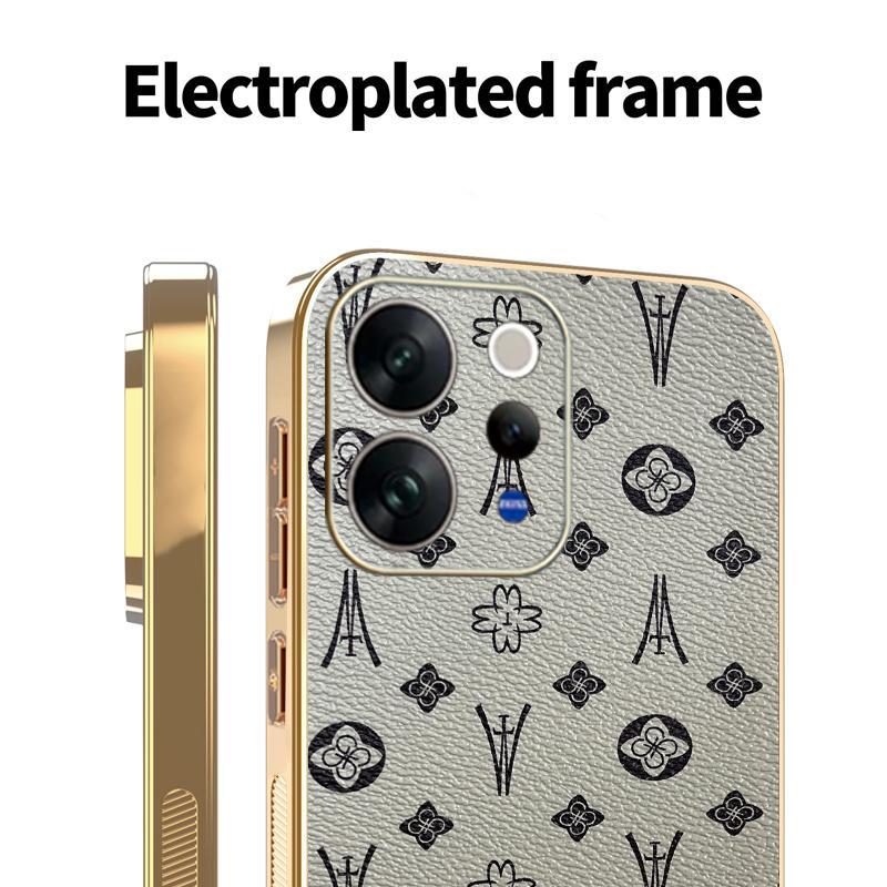 Ốp Lưng Cho Vivo V70 Elite Floret Họa Tiết Da Mạ Điện Cạnh Chống Rơi Vỏ Điện Thoại
