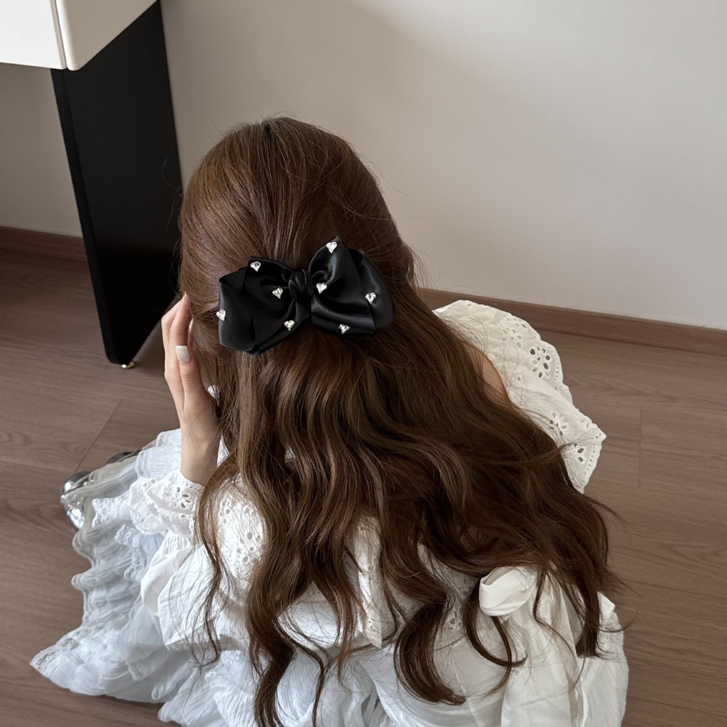Kẹp tóc nơ Satin thanh lịch Kẹp tóc nữ mùa xuân