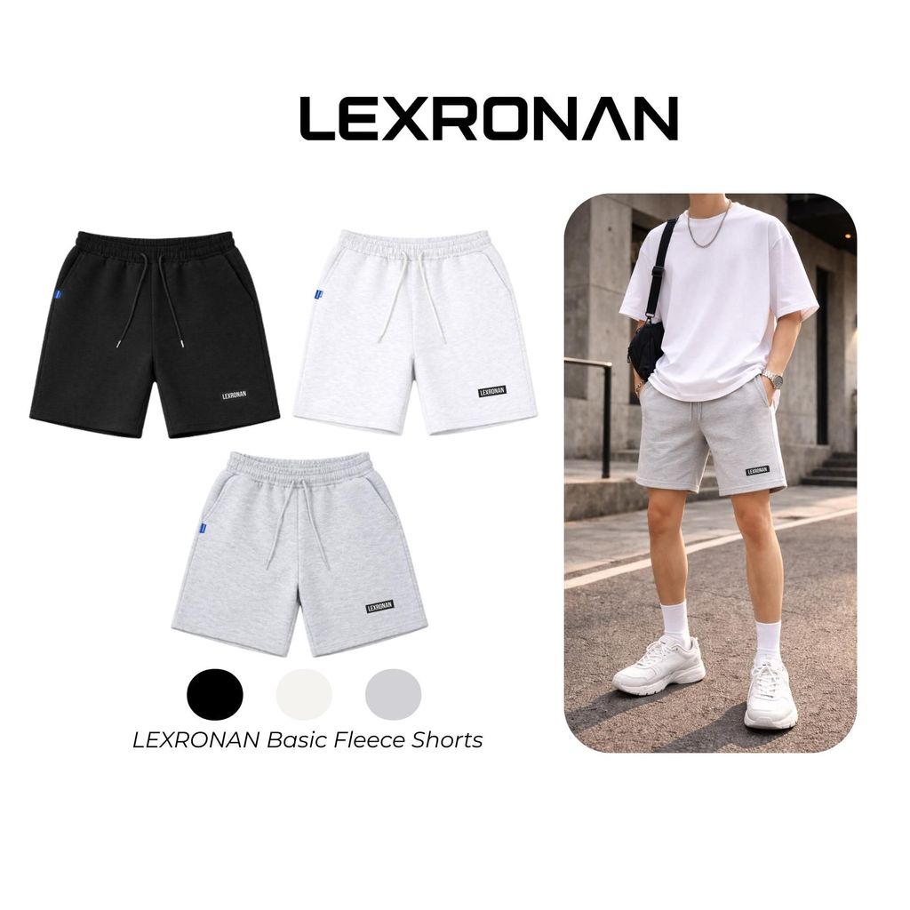 Quần Đùi Trơn Nam LEXRONAN Tag Trước Form Trên Gối – Short Nam Thể Thao Co Giãn, Mặc Mát, Dễ Phối Đồ Local Brand #QD02