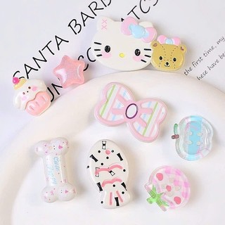 Set Charm Hello Kitty Thỏ Gấu Pastel Cute Kawaii Mini – Charm Nơ Tim Ngôi Sao Trong Suốt Phụ Kiện Trang Trí Dép Dép Sục