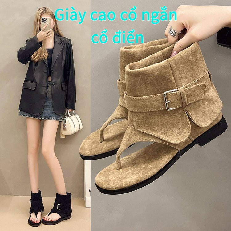 2026 Giày bốt ngắn thời trang phong cách mới Dép nữ / Dép La Mã thoải mái kiểu cổ điển