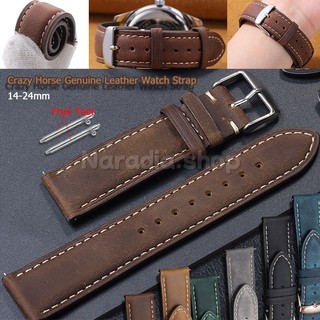 Dây đồng hồ da thật 14-24mm Crazy Horse da bò cho nam nữ, thay thế