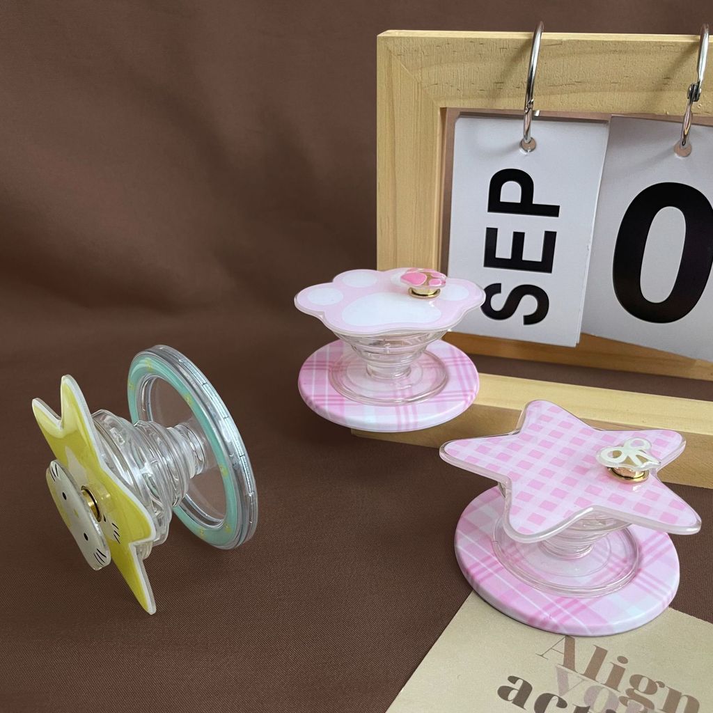 Giá đỡ điện thoại từ tính Hello Kitty dễ thương | Giá đỡ túi khí có thể điều chỉnh | Tay cầm chắc chắn cho du lịch văn phòng tại nhà