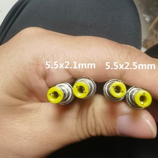 14mm Bạc Kim Loại 5.5x2.1mm 5.5x2.5mm DC Điện Nam Cắm Jack Adapter Hàn Đầu Vàng DC Nguồn 5.5 2.1 17VN1