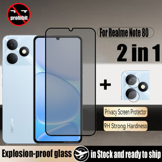 Phim bảo vệ màn hình riêng tư kính cường lực chống gián điệp 2 trong 1 cho Realme Note 80 70 60x 60 50 4G + Phim ống kính máy ảnh