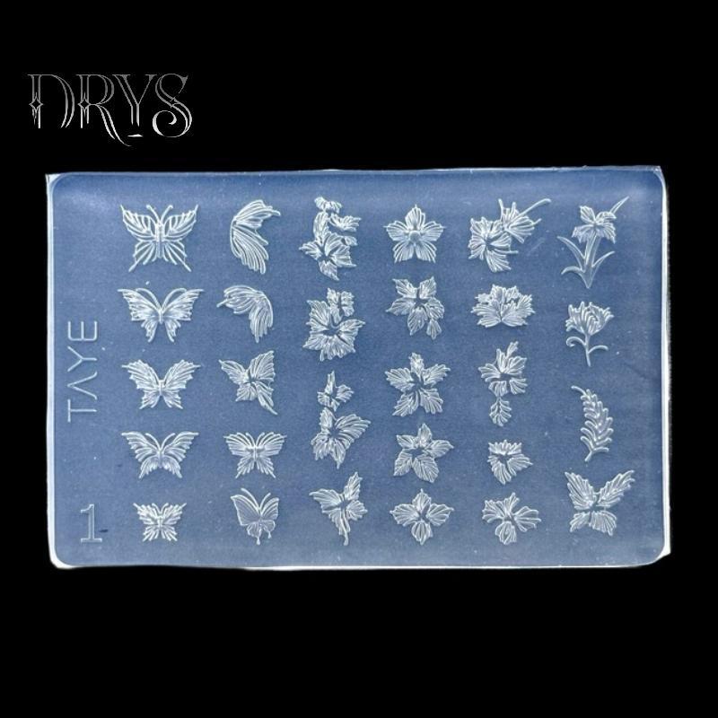 (TFT) Hoa Bướm 3D Silicone Móng Tay Nghệ Thuật Khuôn DIY Vintage Khung Hoa Thiết Kế Hoa Trong Suốt Bản Mẫu Cứu Trợ Dụng Cụ Làm Móng Tay MỚI