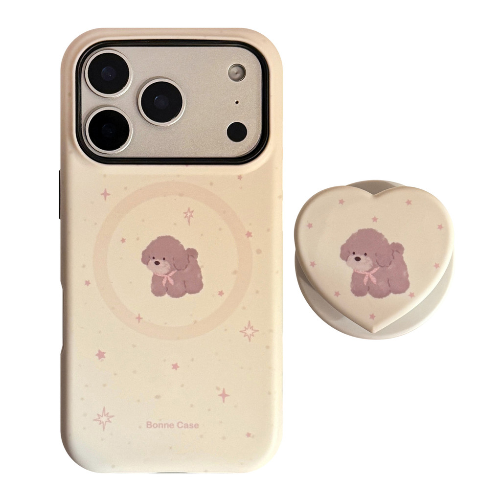 Giá đỡ từ tính kem Teddy cho vỏ điện thoại Apple iPhone 17 Pro Max, thích hợp cho chất liệu phim iPhone 16, hoàn thiện mờ iPhone 15, vỏ cứng iPhone 14